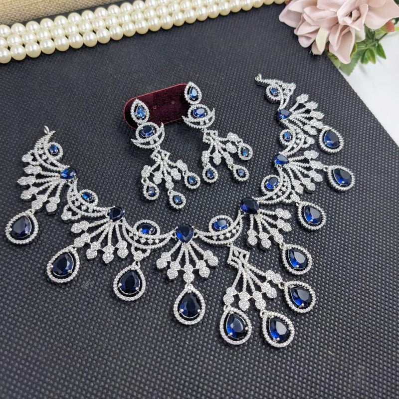 Aamrapali Silver Plated American Diamond Necklace Set