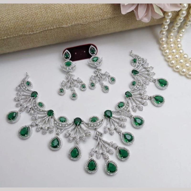 Aamrapali Silver Plated American Diamond Necklace Set