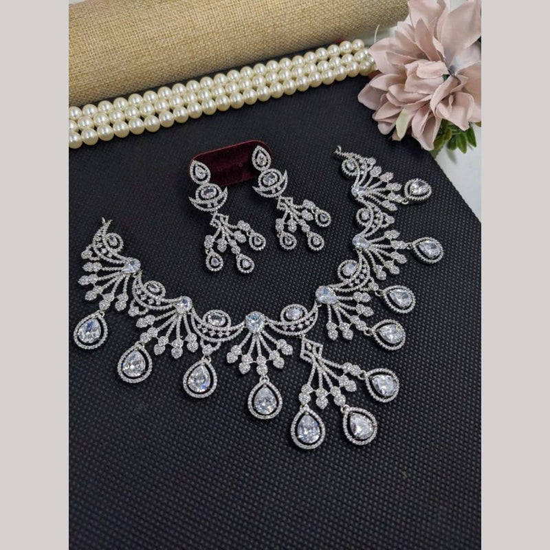 Aamrapali Silver Plated American Diamond Necklace Set