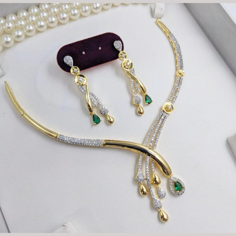 Aamrapali Gold Plated American Diamond Necklace Set