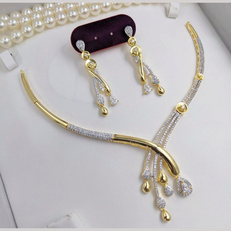 Aamrapali Gold Plated American Diamond Necklace Set