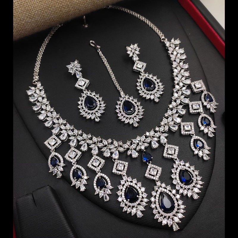 Aamrapali Silver Plated American Diamond Necklace Set