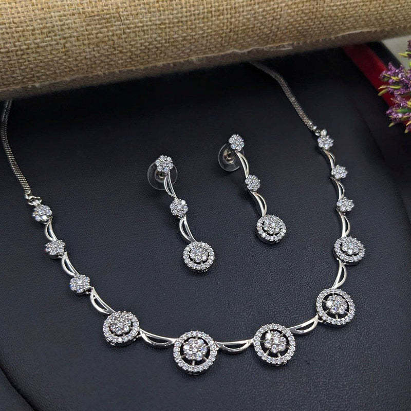 Aamrapali Silver Plated Austrian Stone Necklace Set