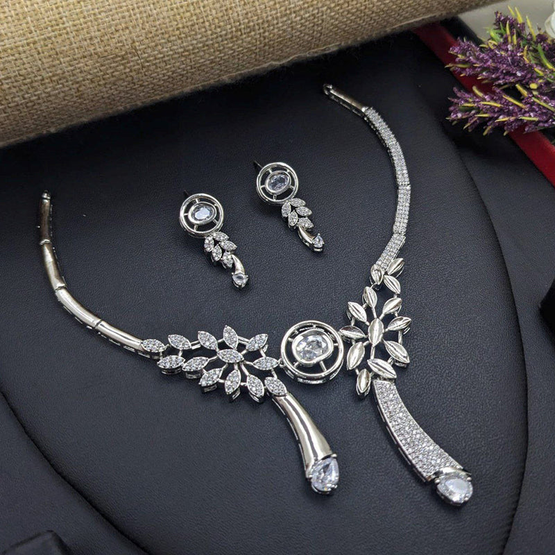 Aamrapali Silver Plated Austrian Stone Necklace Set