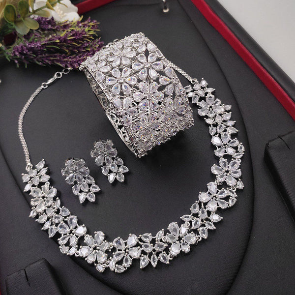 Aamrapali Silver Plated American Diamond Combo Set