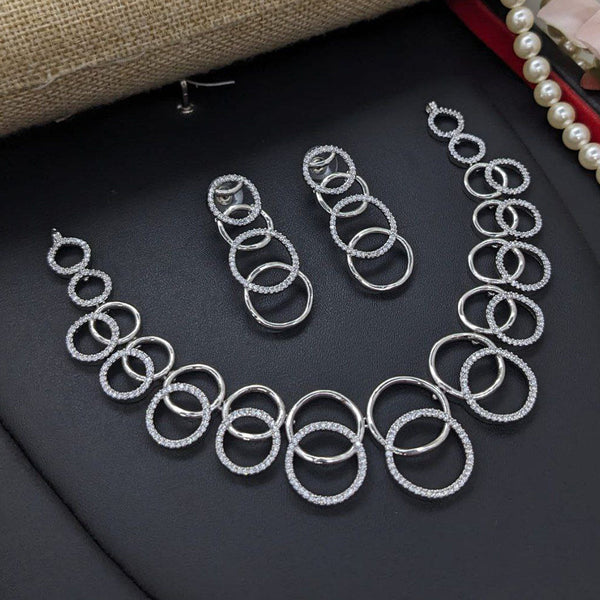 Aamrapali Silver Palted American Diamond Necklace Set