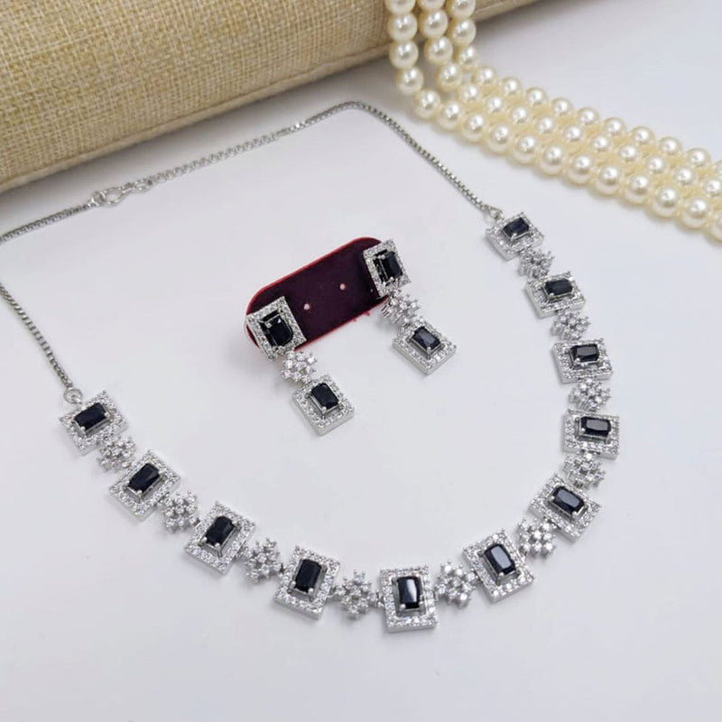 Aamrapali Silver Plated American Diamond Necklace Set