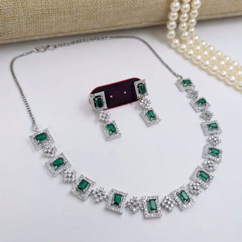 Aamrapali Silver Plated American Diamond Necklace Set