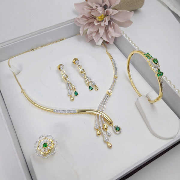 Aamrapali Gold Plated American Diamond Combo Set