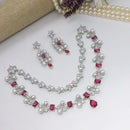 Aamrapali Silver Plated American Diamonds And Pearls Necklace Set