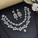 Aamrapali Silver Plated American Diamonds And Pearls Necklace Set