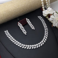 Aamrapali Silver Plated American Diamonds Necklace Set