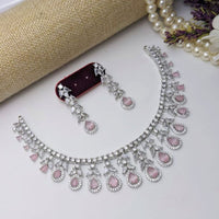 Aamrapali Silver Plated American Diamonds Necklace Set