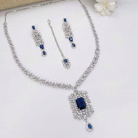 Aamrapali Silver Plated American Diamonds Necklace Set