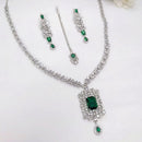 Aamrapali Silver Plated American Diamonds Necklace Set