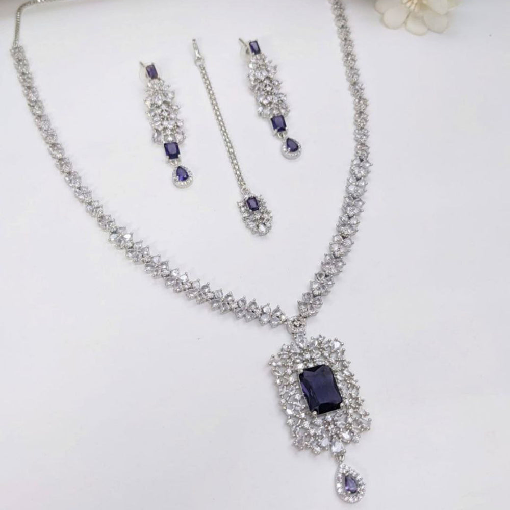 Aamrapali Silver Plated American Diamonds Necklace Set