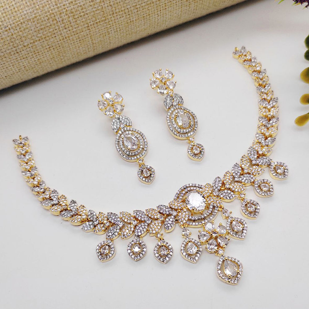 Aamrapali Gold Plated American Diamonds Necklace Set