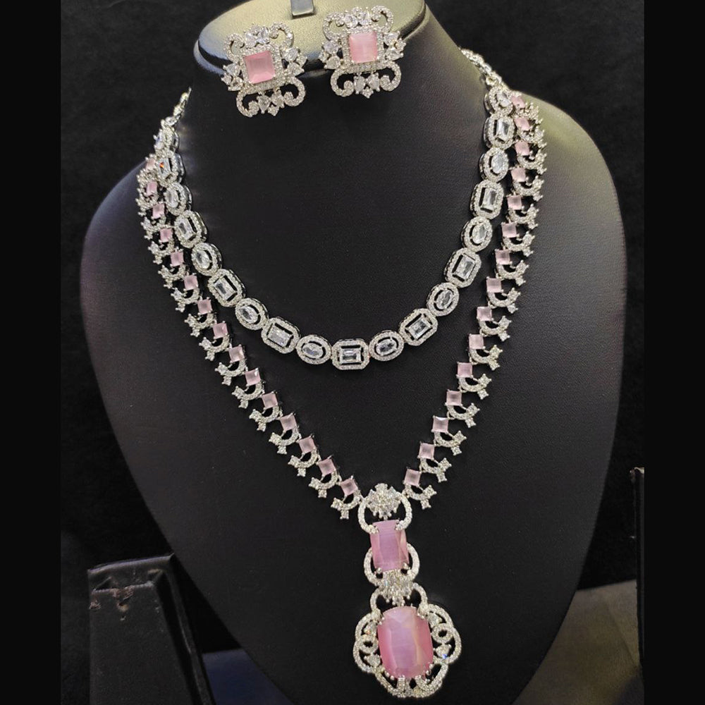 Aamrapali  Silver Plated American Diamond Necklace Set