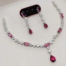 Aamrapali Glamour Silver Shine American Diamond Necklace Set