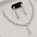 Aamrapali Glamour Silver Shine American Diamond Necklace Set