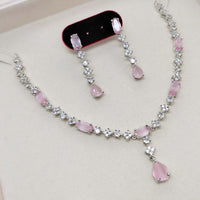 Aamrapali Glamour Silver Shine American Diamond Necklace Set
