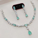 Aamrapali Glamour Silver Shine American Diamond Necklace Set