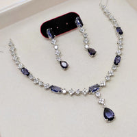Aamrapali Glamour Silver Shine American Diamond Necklace Set