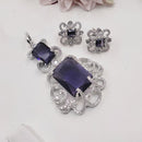 Aamrapali Elegant Silver Plated Dazzling American Diamonds Chain Pendant Set