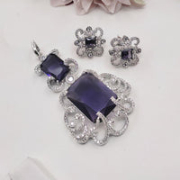 Aamrapali Elegant Silver Plated Dazzling American Diamonds Chain Pendant Set