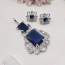 Aamrapali Elegant Silver Plated Dazzling American Diamonds Chain Pendant Set