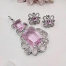 Aamrapali Elegant Silver Plated Dazzling American Diamonds Chain Pendant Set