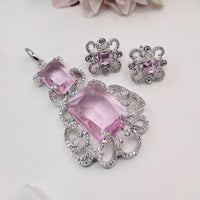 Aamrapali Elegant Silver Plated Dazzling American Diamonds Chain Pendant Set