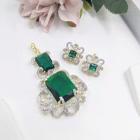 Aamrapali Elegant Gold Plated Dazzling American Diamonds Chain Pendant Set