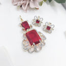Aamrapali Elegant Gold Plated Dazzling American Diamonds Chain Pendant Set