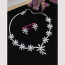 Aamrapali Glam Silver Plated Austrian Stone for Elegant Occasions Necklace Set