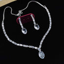 Aamrapali Glam Silver Plated Crystal Stone for Elegant Occasions Necklace Set