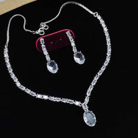 Aamrapali Glam Silver Plated Crystal Stone for Elegant Occasions Necklace Set