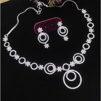 Aamrapali Glam Silver Plated Austrian Stone for Elegant Occasions Necklace Set