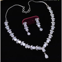 Aamrapali Modern Silver Plated with Sparkling American Daimonds Necklace Set