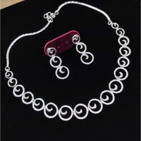 Aamrapali Glam Silver Plated Austrian Stone for Elegant Occasions Necklace Set