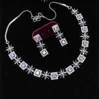 Aamrapali Modern Silver Plated with Sparkling American Daimonds Necklace Set
