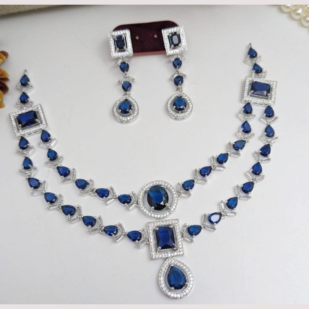 Aamrapali Glamour Silver Shine American Diamond Necklace Set
