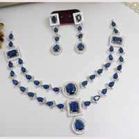 Aamrapali Glamour Silver Shine American Diamond Necklace Set