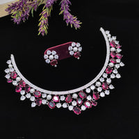 Aamrapali Glamour Silver Shine American Diamond Necklace Set