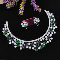 Aamrapali Glamour Silver Shine American Diamond Necklace Set