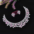 Aamrapali Glamour Silver Shine American Diamond Necklace Set