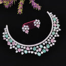 Aamrapali Glamour Silver Shine American Diamond Necklace Set