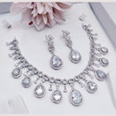 Aamrapali Modern Silver Plated with Sparkling American Daimonds Necklace Set