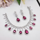 Aamrapali Glamour Silver Shine American Diamond Necklace Set