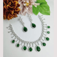 Aamrapali Glamour Silver Shine American Diamond Necklace Set